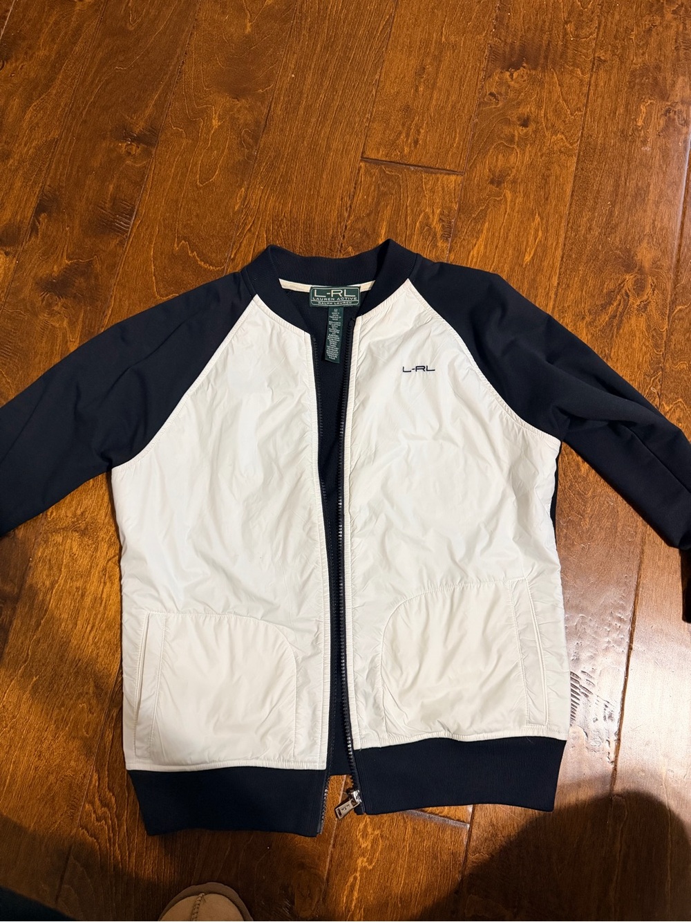 Lauren Ralph Lauren White and Black Zip-Front Jacket